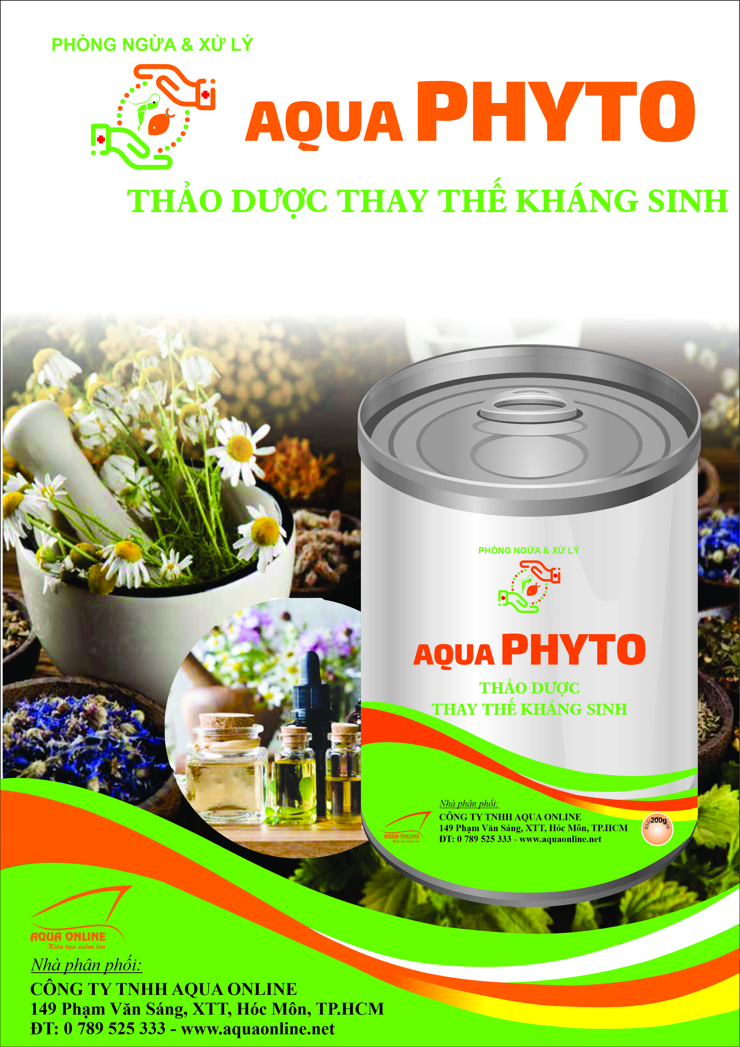 Aqua Phyto chứa 12 lại thảo dược, thay thế hoàn toàn kháng sinh. Phòng bệnh phân trắng EMS, EHP, phục hồi gan tuỵ